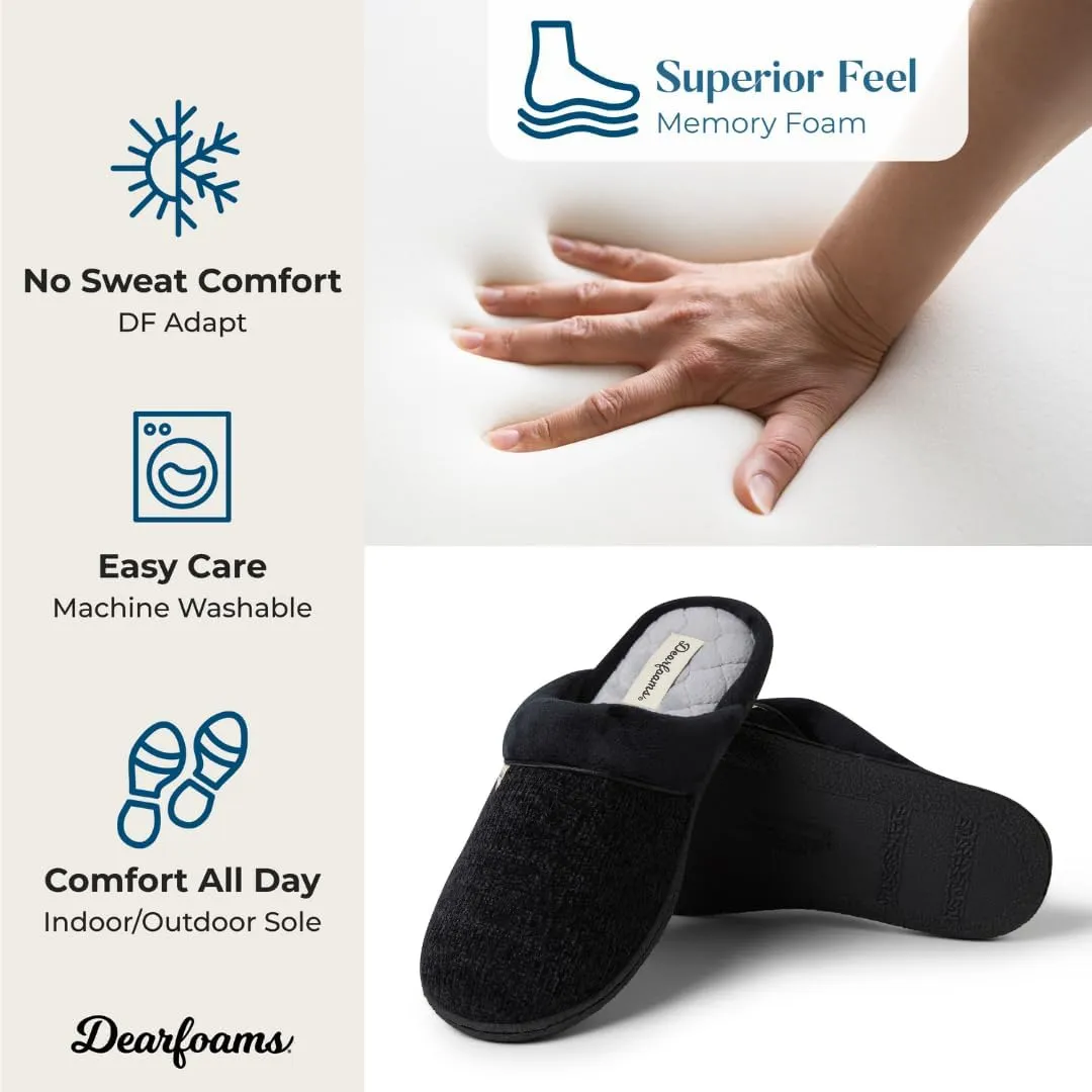 Dearfoams Women's Slip On Memory Foam Comfort Samatha Scuff House Slipper with Wide Widths
