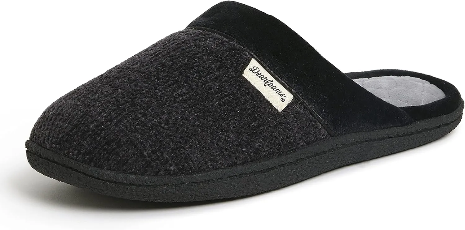 Dearfoams Women's Slip On Memory Foam Comfort Samatha Scuff House Slipper with Wide Widths