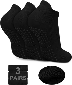 DHSO Men's Non Slip Grip Socks for Yoga, Pilates, Hospital - Low Cut Cushioned Barefoot Workout Anti Skid Athletic Socks
