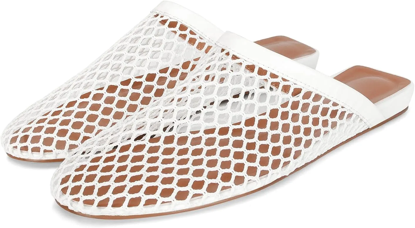 DOEYG Mesh Ballet Flats for Women Buckle Strap Comfy Casual Office Fishnet Ballerina Flat Shoes