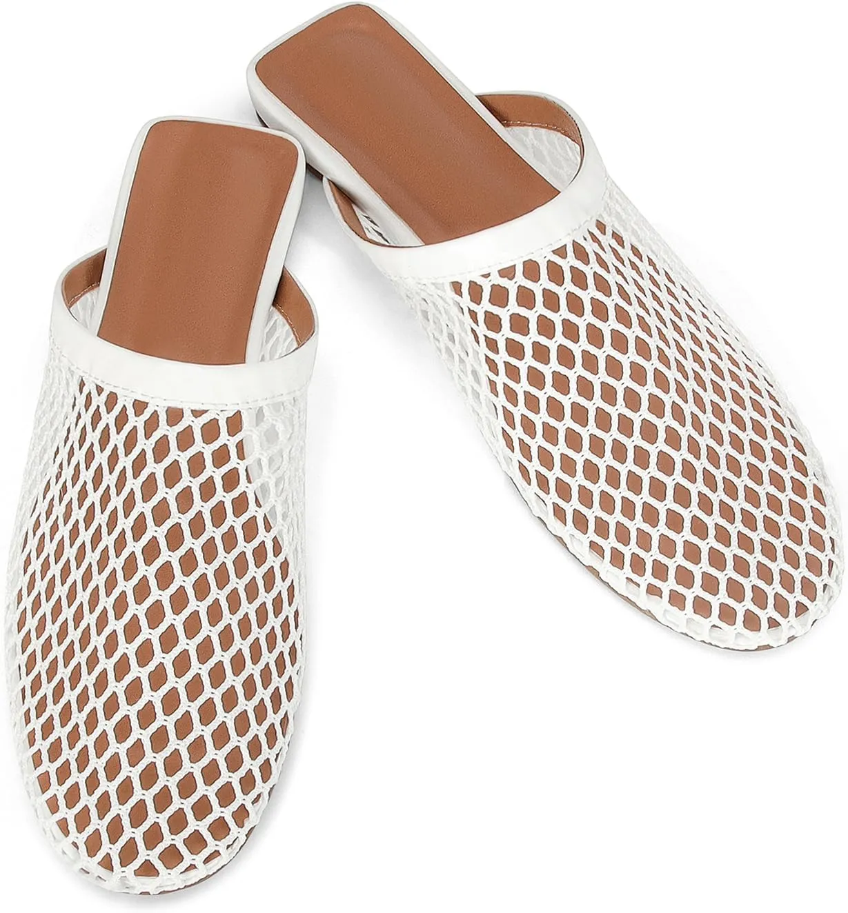 DOEYG Mesh Ballet Flats for Women Buckle Strap Comfy Casual Office Fishnet Ballerina Flat Shoes