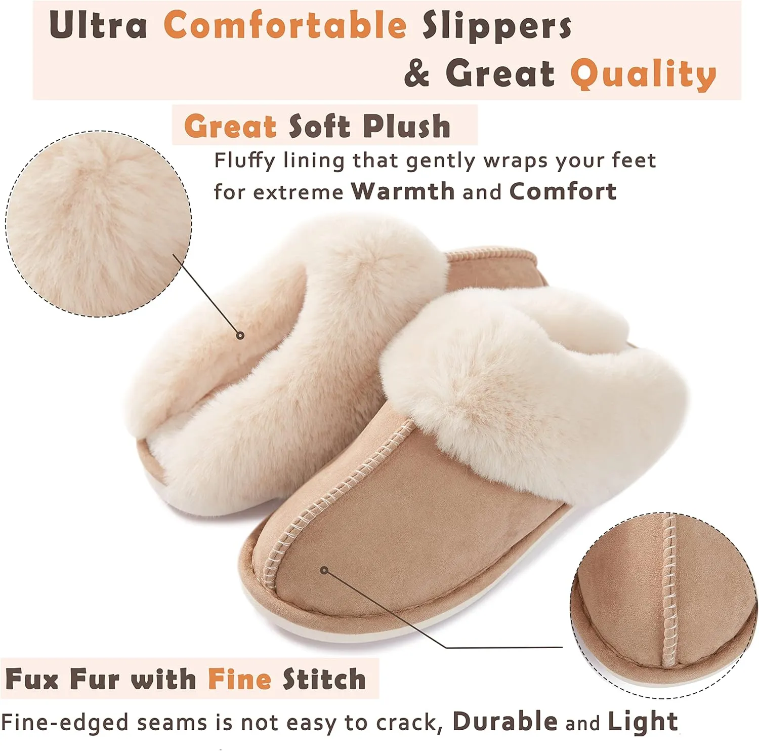 Donpapa Womens Slipper with Memory Foam Fluffy Soft Warm Slip On House Slippers Anti-Skid Cozy Plush for Indoor Outdoor
