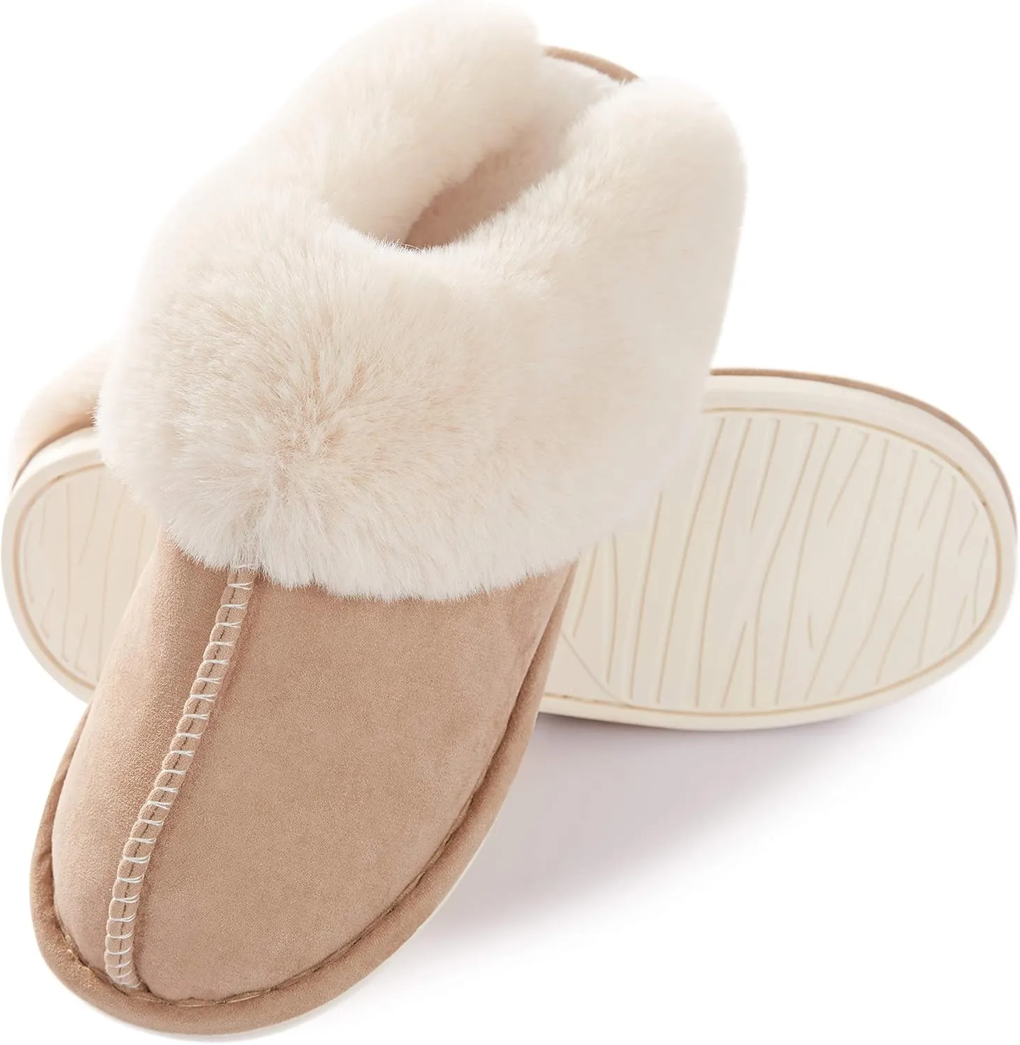 Donpapa Womens Slipper with Memory Foam Fluffy Soft Warm Slip On House Slippers Anti-Skid Cozy Plush for Indoor Outdoor