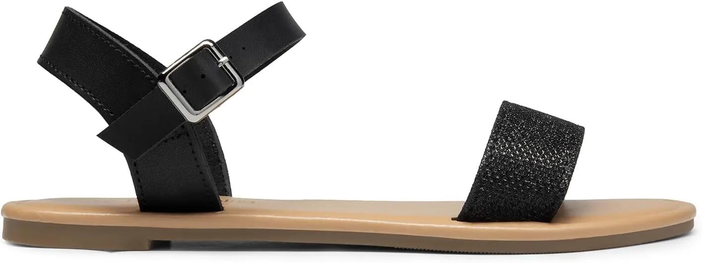 DREAM PAIRS Women's Ankle Strap Flat Sandals Open Toes One Band Buckle Summer Dressy Sandals