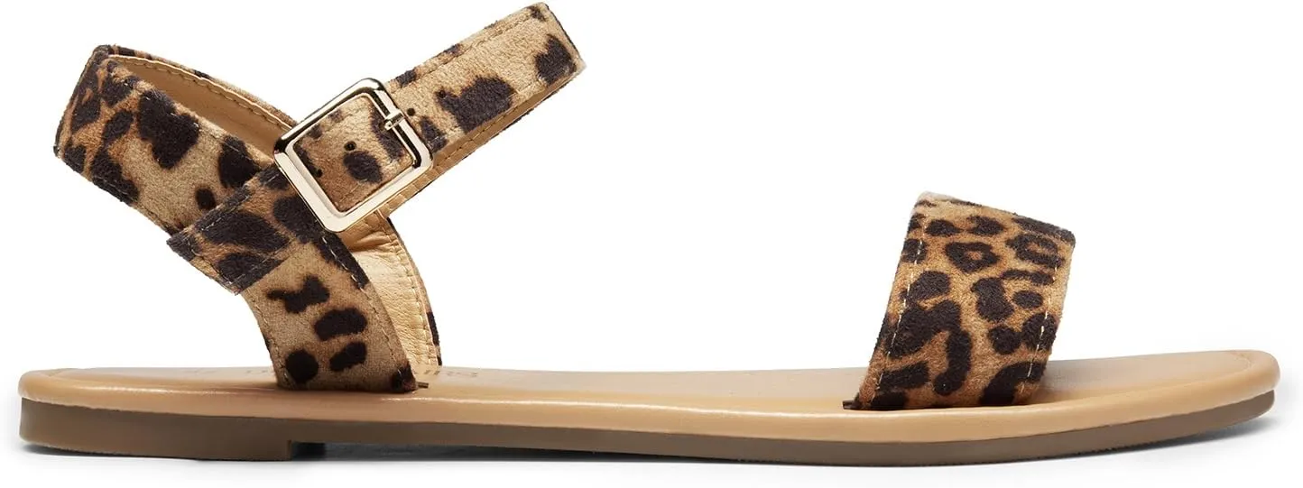DREAM PAIRS Women's Ankle Strap Flat Sandals Open Toes One Band Buckle Summer Dressy Sandals