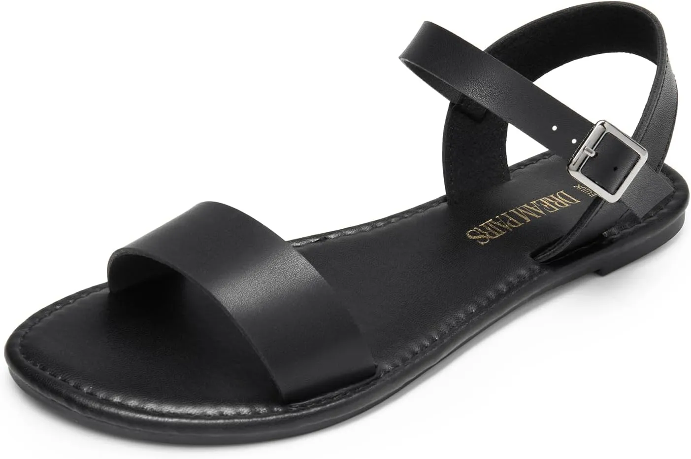 DREAM PAIRS Women's Ankle Strap Flat Sandals Open Toes One Band Buckle Summer Dressy Sandals