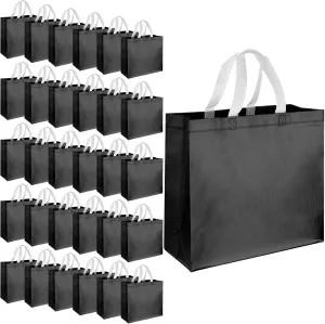 Eccliy 60 Pcs Reusable Gift Tote Bags Grocery Shopping Bag with Handles Thank You Gift Bags for Bridesmaid Wedding(Black)