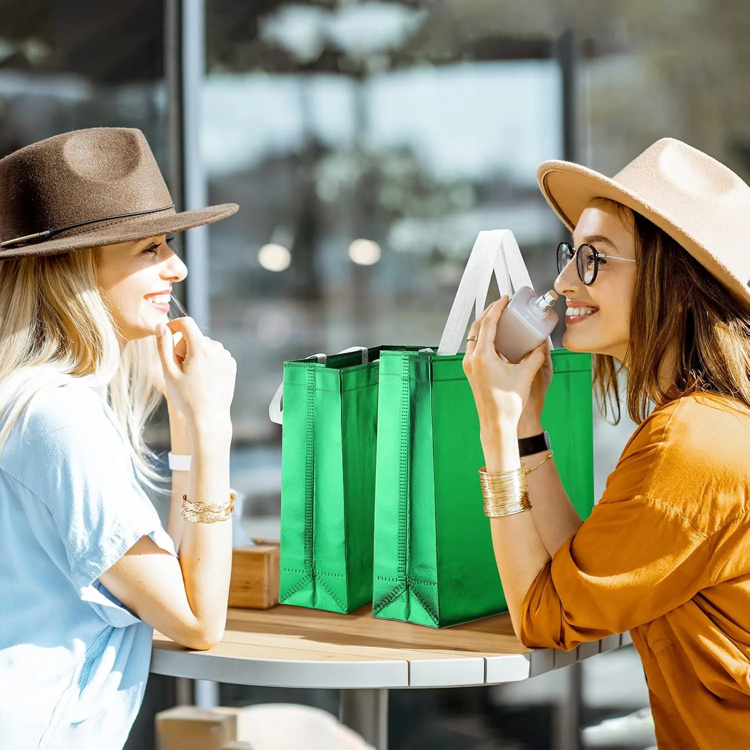 Eccliy 60 Pcs Reusable Gift Tote Bags Grocery Shopping Bag with Handles Thank You Gift Bags for Bridesmaid Wedding(Dark Green)