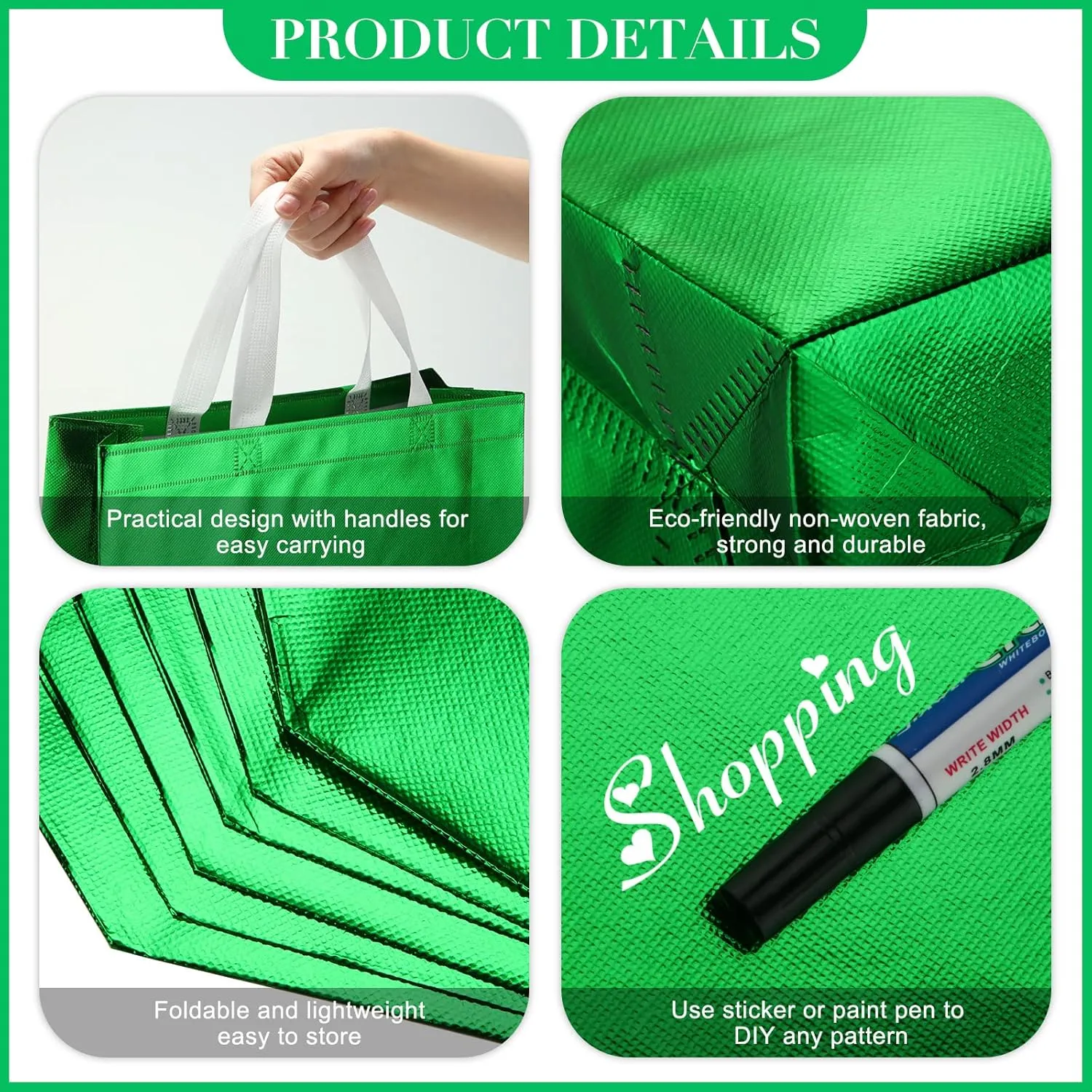Eccliy 60 Pcs Reusable Gift Tote Bags Grocery Shopping Bag with Handles Thank You Gift Bags for Bridesmaid Wedding(Dark Green)