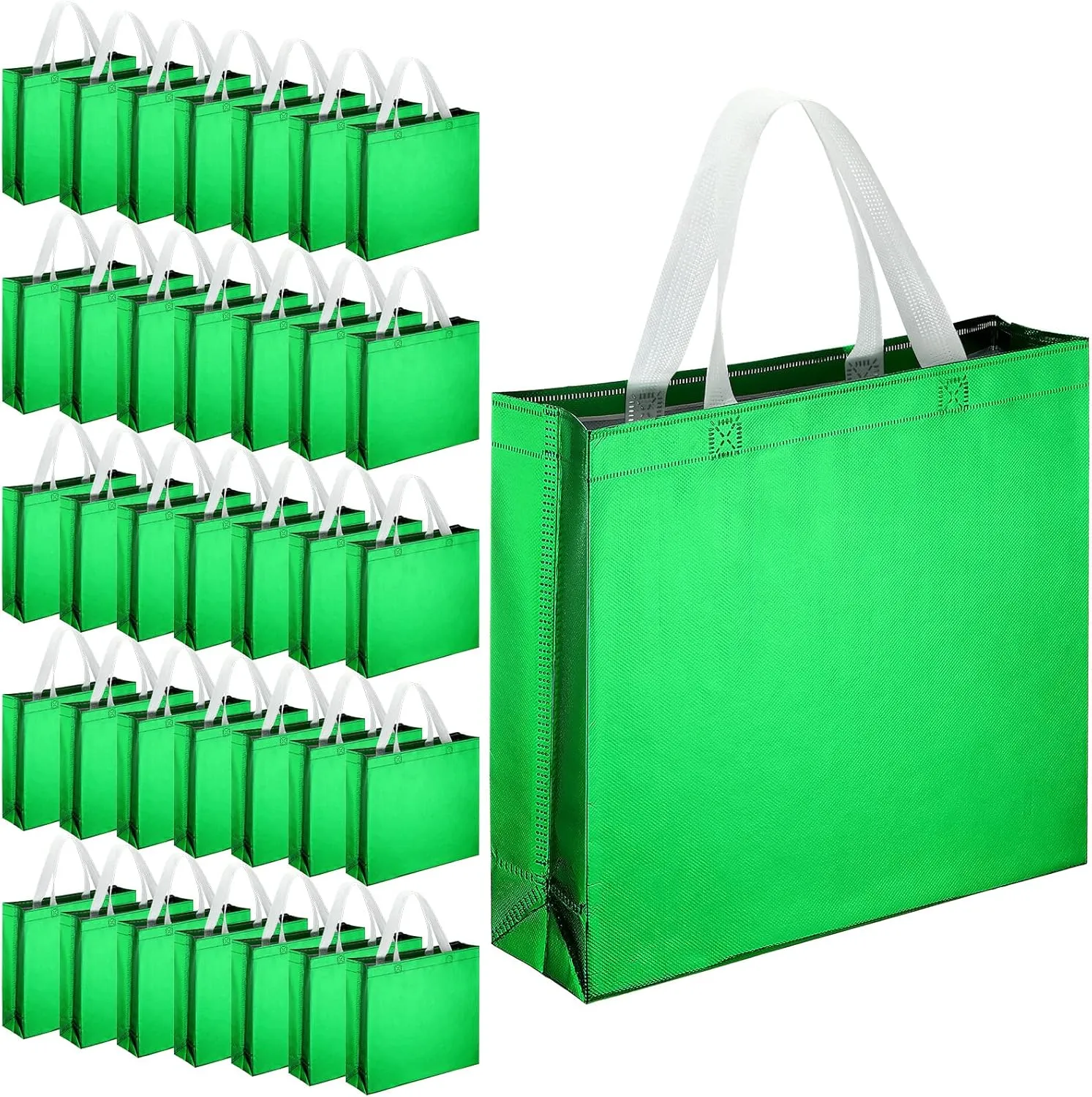 Eccliy 60 Pcs Reusable Gift Tote Bags Grocery Shopping Bag with Handles Thank You Gift Bags for Bridesmaid Wedding(Dark Green)