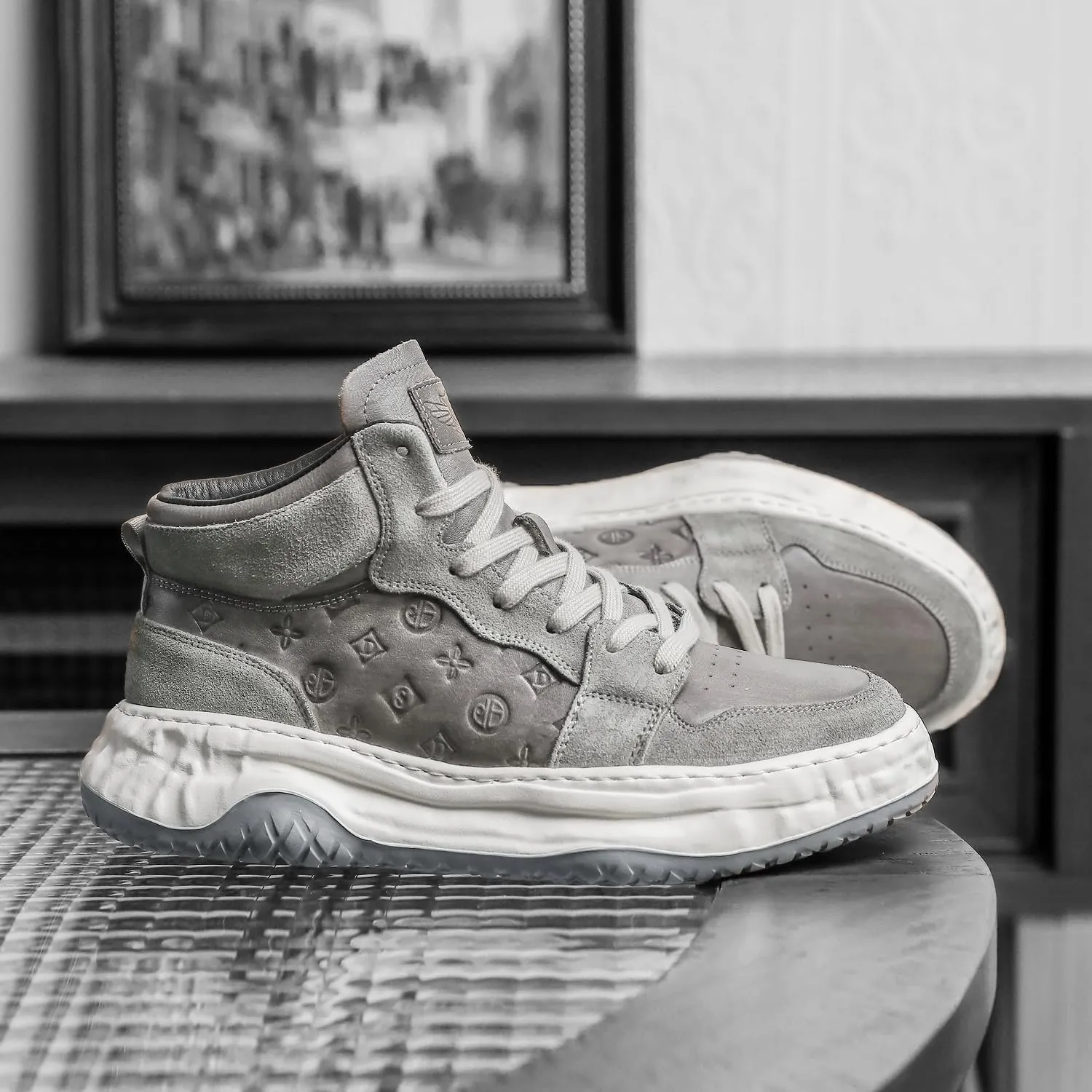 Fashion Sneakers for Men Women, Cowhide Premium Leather Luxury Designer Shoes, Breathable and Comfort Tennis Walking Shoes for Casual Dress