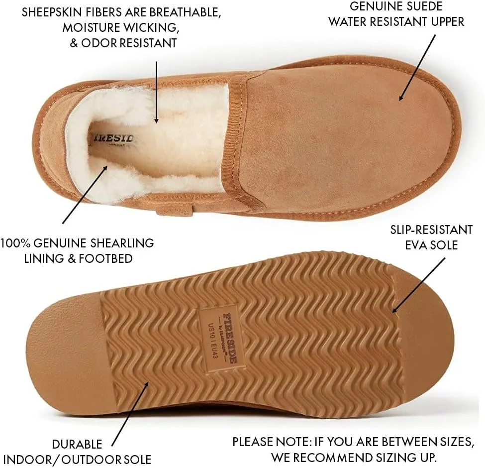 Fireside by Dearfoams Men's Hobart Shearling Closed Back Slipper