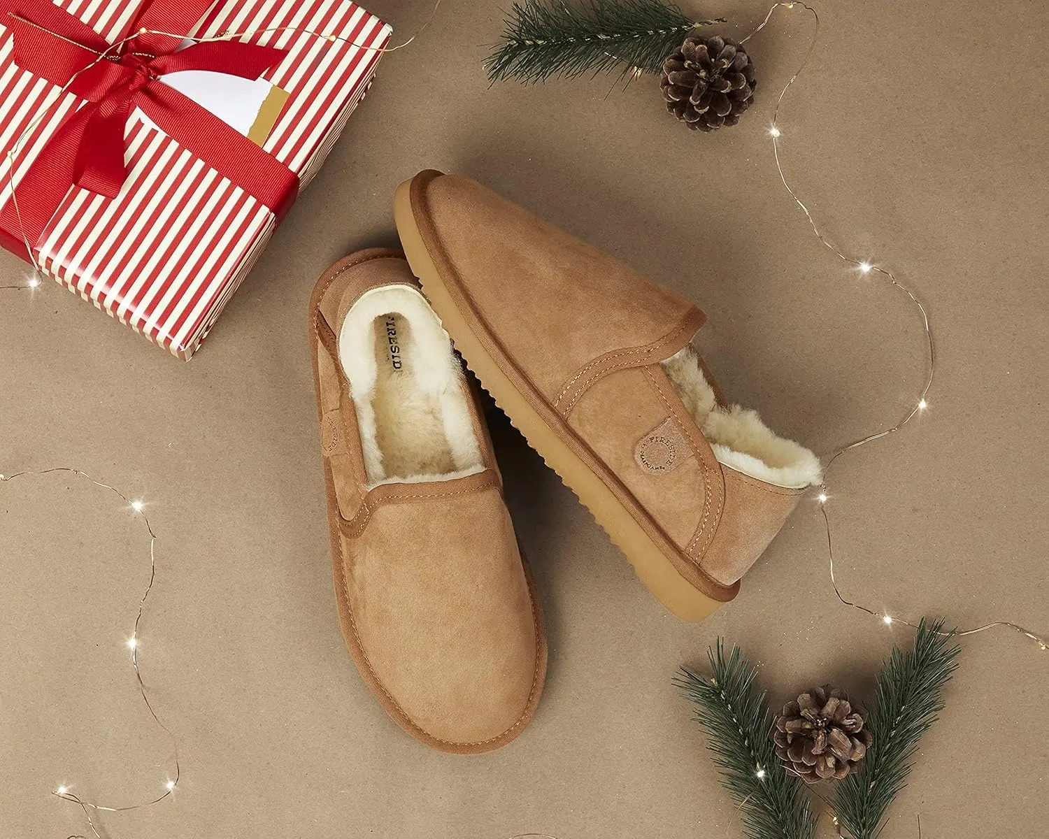 Fireside by Dearfoams Men's Hobart Shearling Closed Back Slipper
