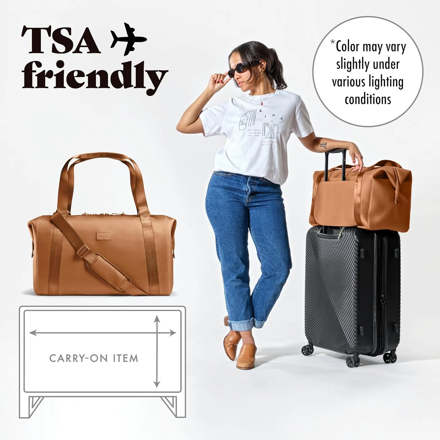 Fit & Fresh Premium Neoprene Weekender Bag With Trolley Sleeve - Large Overnight, Carry-on, Duffel, Gym, and Hospital Bag for Labor & Delivery