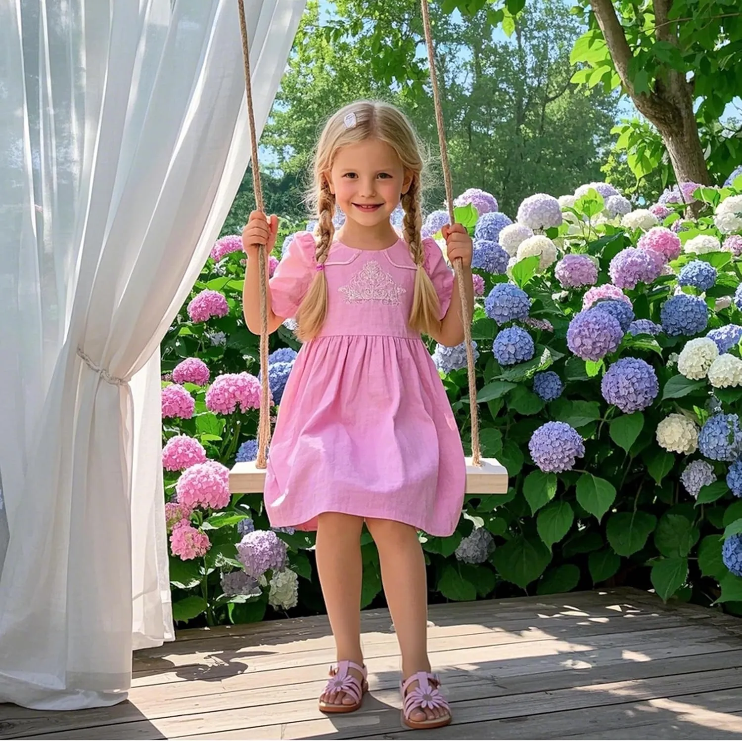 Flaryzone Toddler Little Girls Glitter Flower Open-Toe Flat Dress Sandals Summer Shoes