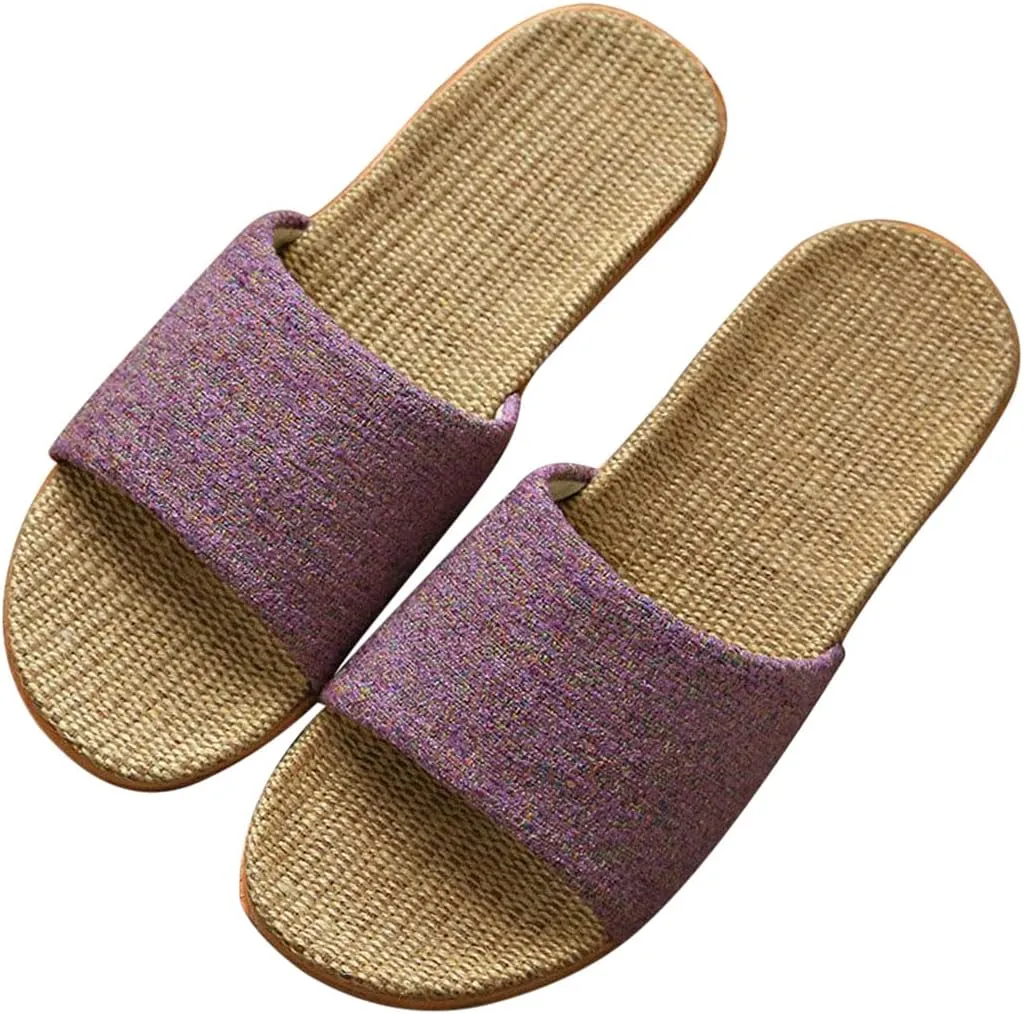Flax Tatami Slippers No Slip Indoor Slippers Open Toe