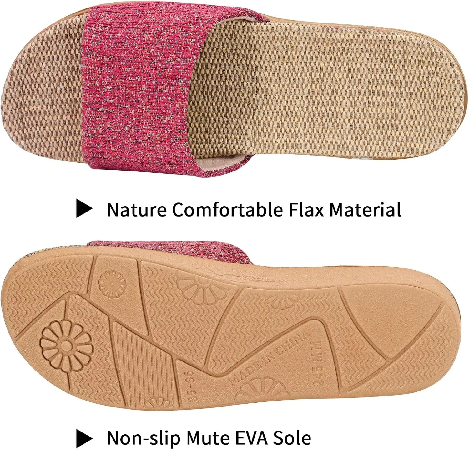 Flax Tatami Slippers No Slip Indoor Slippers Open Toe