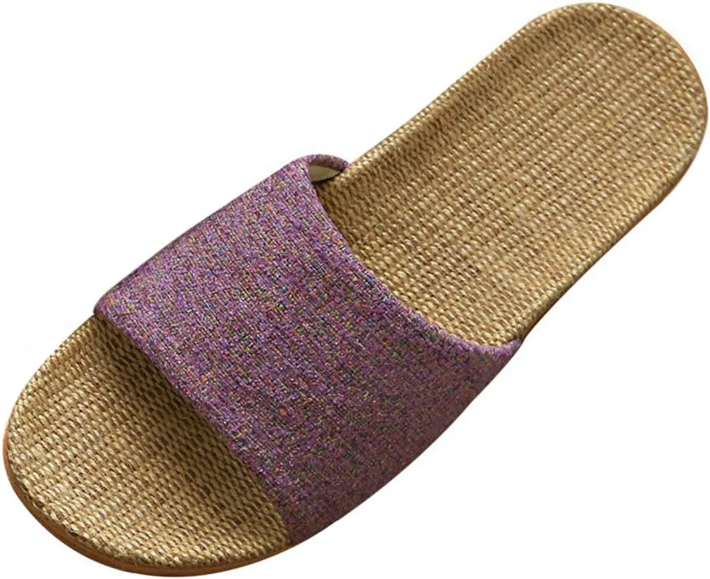 Flax Tatami Slippers No Slip Indoor Slippers Open Toe