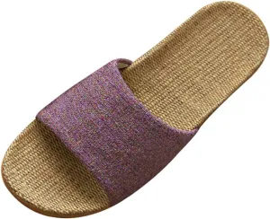 Flax Tatami Slippers No Slip Indoor Slippers Open Toe