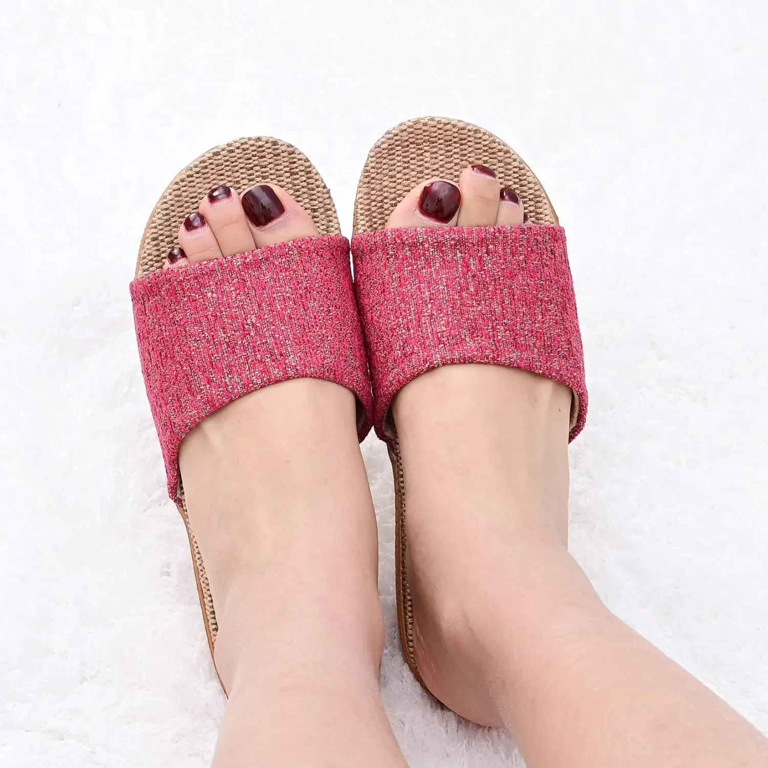 Flax Tatami Slippers No Slip Indoor Slippers Open Toe