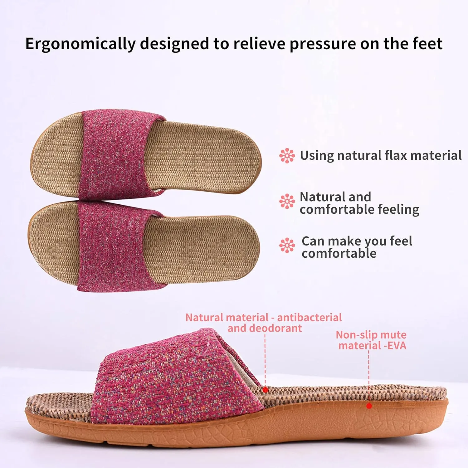 Flax Tatami Slippers No Slip Indoor Slippers Open Toe