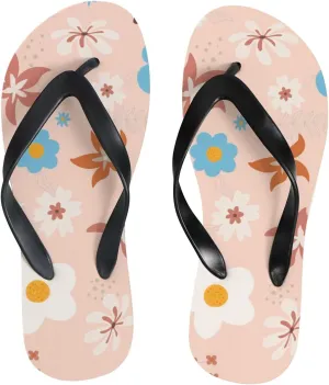 Flip Flops Floral Flowers Leaves Orange Slide Sandals Summer Beach Slippers Thong Sandal Casual Yoga Mat Flat Slides for Women Men
