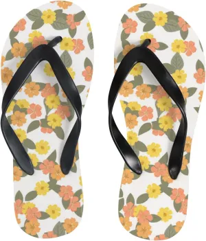 Flip Flops Floral Flowers Leaves Yellow Orange Grey Slide Sandals Summer Beach Slippers Thong Sandal Casual Yoga Mat Flat Slides for Women Men