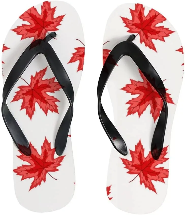 Flip Flops for Women Girls Autumn Maple Leaves Summer Casual Thong Slippers Slide Flat Sandals for Beach