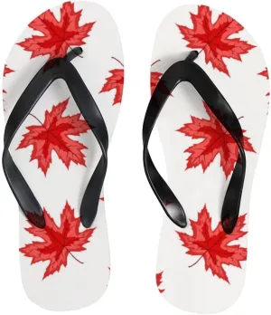 Flip Flops for Women Girls Autumn Maple Leaves Summer Casual Thong Slippers Slide Flat Sandals for Beach