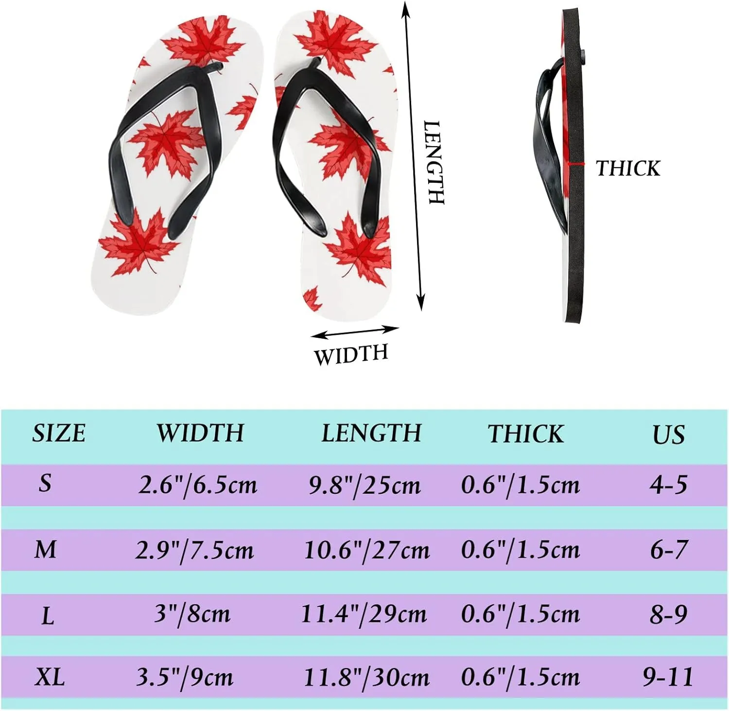 Flip Flops for Women Girls Autumn Maple Leaves Summer Casual Thong Slippers Slide Flat Sandals for Beach