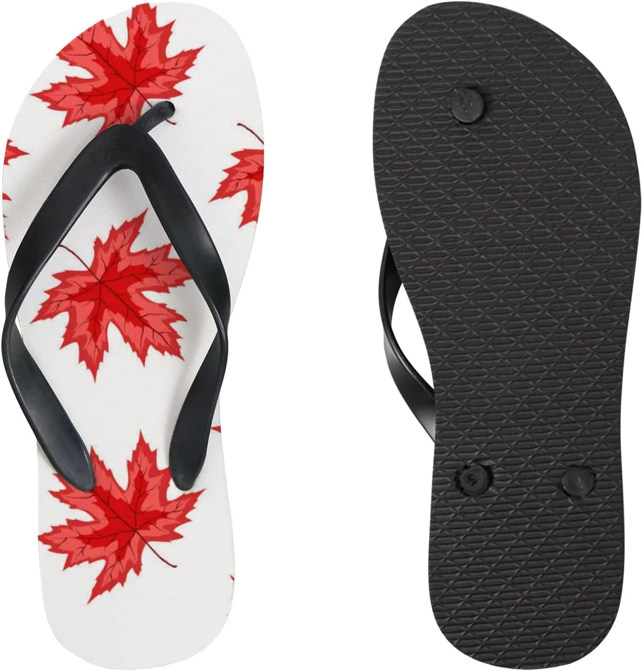Flip Flops for Women Girls Autumn Maple Leaves Summer Casual Thong Slippers Slide Flat Sandals for Beach