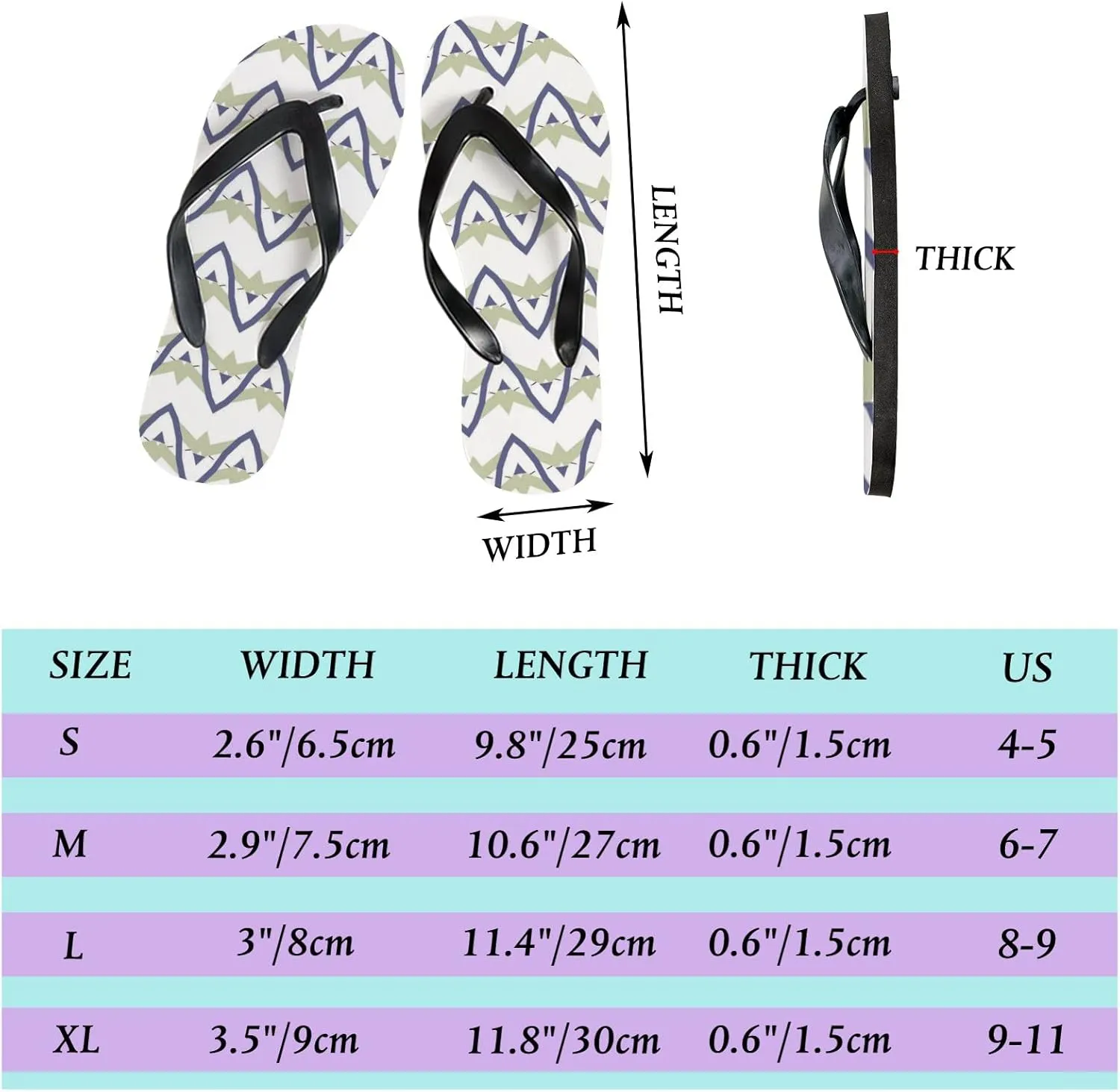Flip Flops for Women Girls Geometric Abstract Pattern Summer Casual Thong Slippers Slide Flat Sandals for Beach