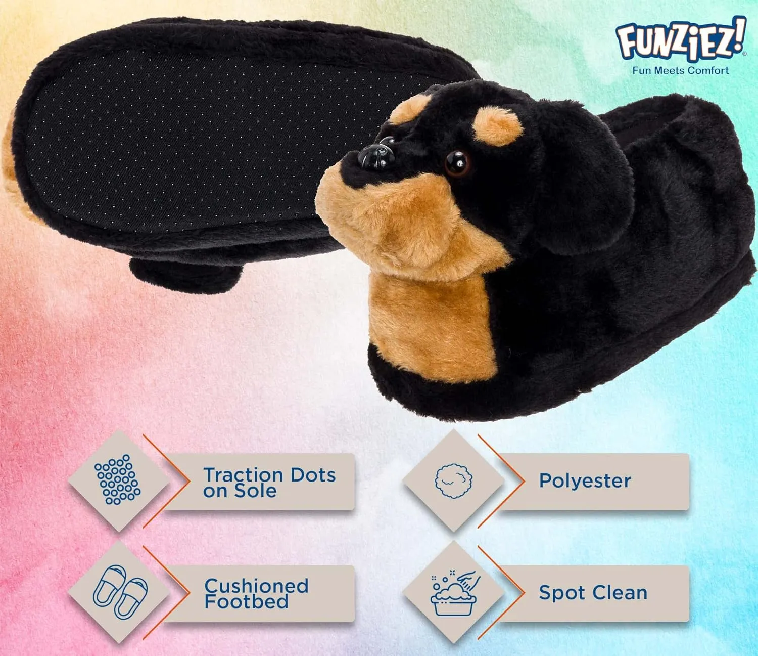 Funziez! Fuzzy Dog Slippers for Women & Men, Funny, House Shoes, Animal, Cute Novelty, Great Mother's Day Gift for Mom, Wife, Daughter