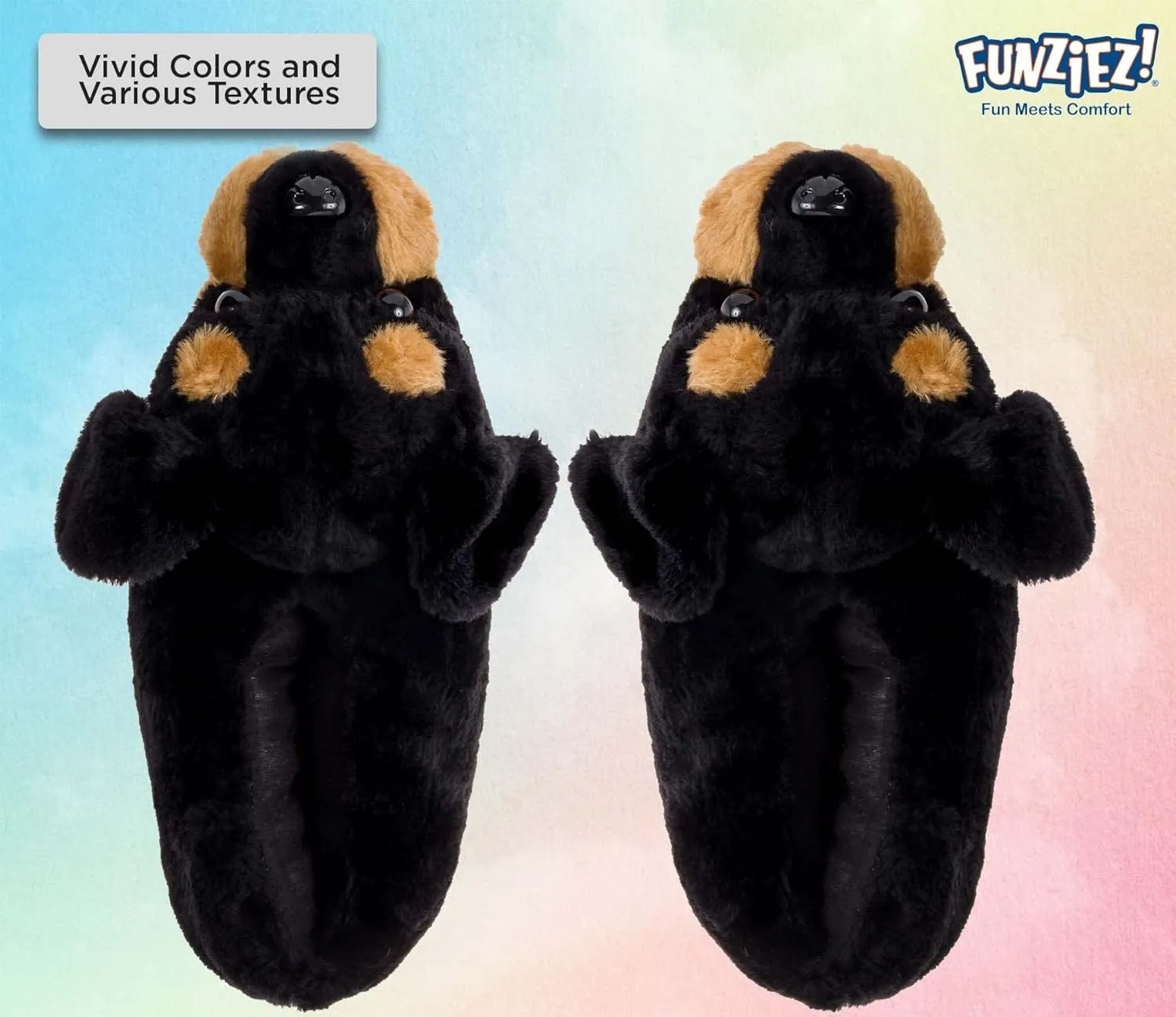 Funziez! Fuzzy Dog Slippers for Women & Men, Funny, House Shoes, Animal, Cute Novelty, Great Mother's Day Gift for Mom, Wife, Daughter