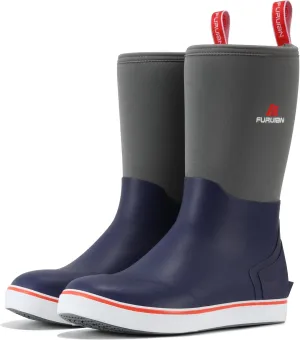 Furuian Men's Deck Boots Mid Calf Fishing Boots Rubber Boots for Men Waterproof Work Boots Longshore Durable Anti Slip Rain Boots