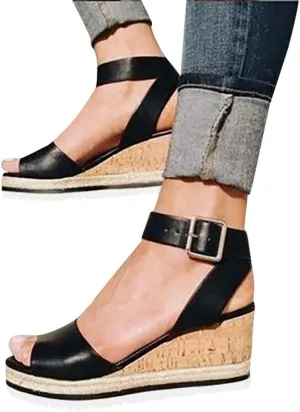 Gibobby Platform Sandals for Women,Women's Sandals Espadrille Wedge Platform Summer Ankle Strap Studded Open Toe Sandal