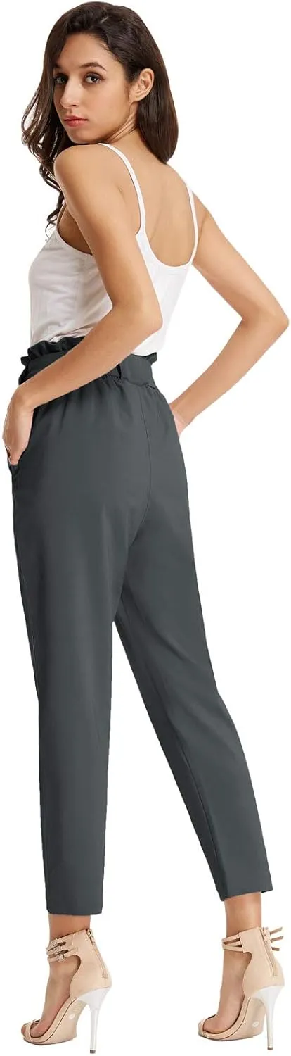 GRACE KARIN Women's Cropped Paper Bag Waist Pants with Pockets
