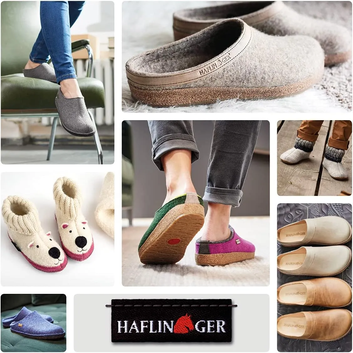 HAFLINGER Grizzly Zigzag Felt Clog Wool Slipper