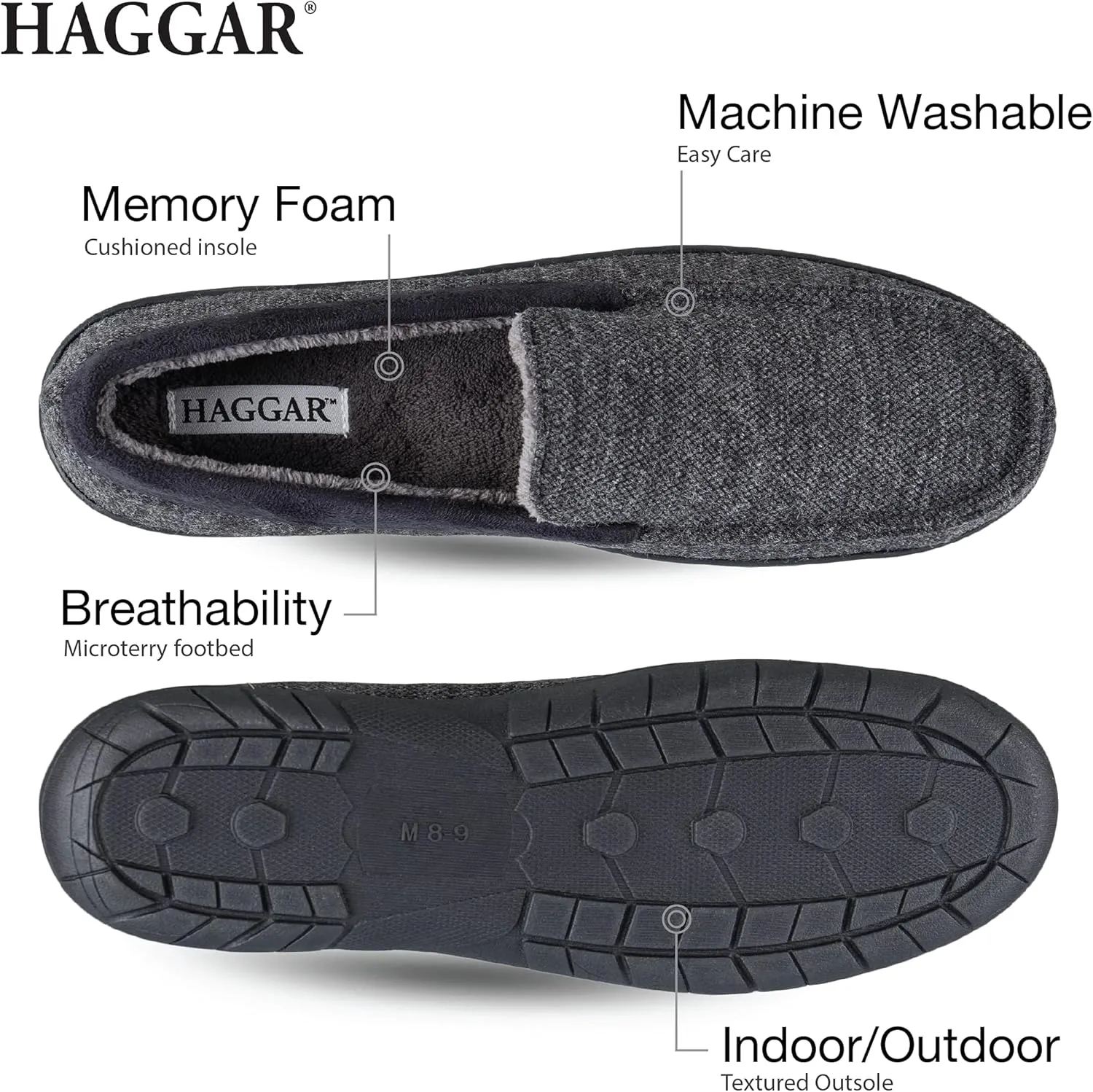 Haggar Men's Venetian Slipper Indoor/Outdoor House Shoe with Memory Foam Comfort
