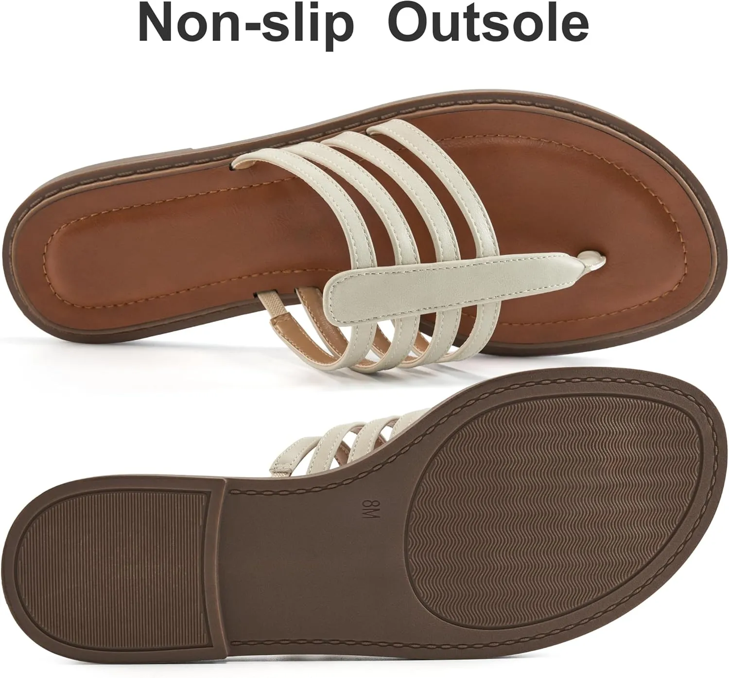 HARENCE Womens Flats Sandals Dressy: Comfortable Summer Slip On Thong Flat Shoes Casual Beach Walking Slide Sandal