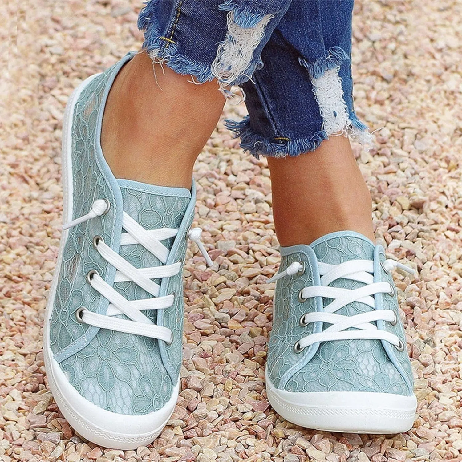 Hbeylia Canvas Shoes For Women Fashion Casual Plaid Lace Up Low Top Play Sneakers Lightweight Low Heels Slip On Flats Loafers Walking Shoes For Girls Running Outdoor Sports Driving