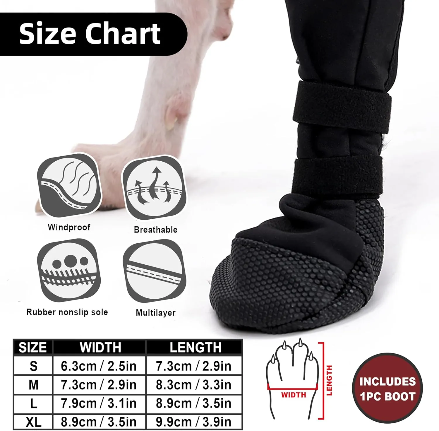 HDKUW Dog Wound Recovery Boot, Waterproof Dog Bootie for Injured Paw, Anti-Slip Dog Shoe Breathable Dog Paw Protector from Licking Wounds S