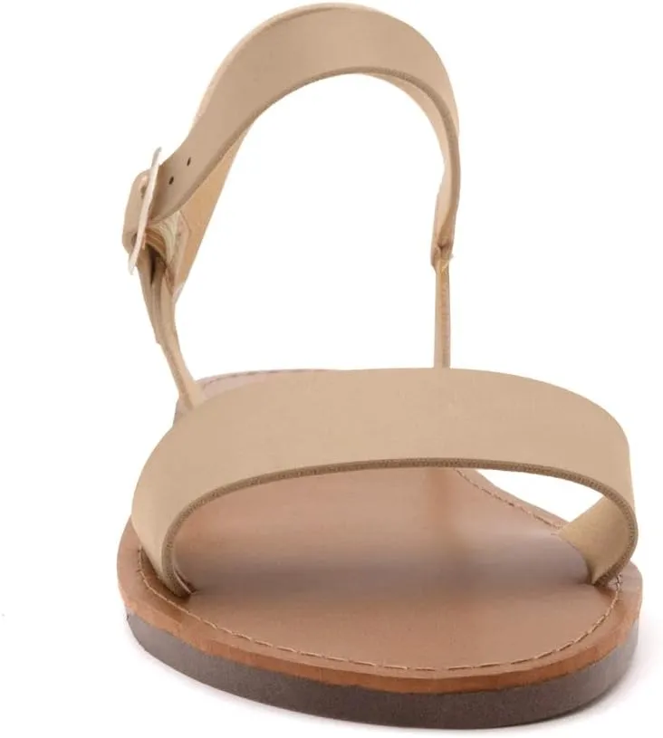 Herstyle Keetton Women's Flat Sandals Open Toe Ladies Dressy Sandals Black White Cognac Flat Sandals Ankle Strap Comfy Casual Sandal for Summer