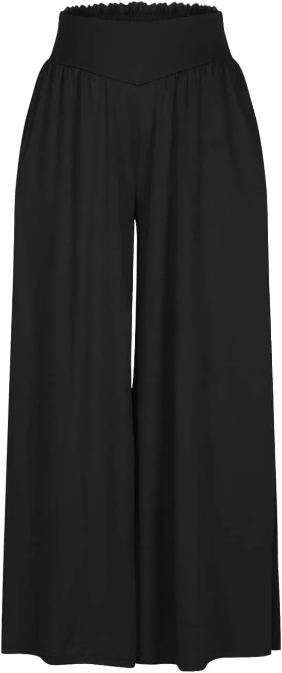 High Waisted Palazzo Pants for Women Trendy 2024 Causal Wide Leg Flowy Yoga Pant Trousers Beach Vacation Outfits