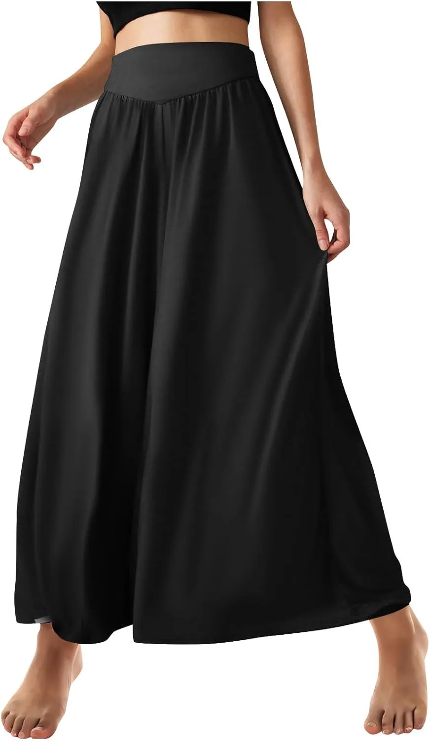 High Waisted Palazzo Pants for Women Trendy 2024 Causal Wide Leg Flowy Yoga Pant Trousers Beach Vacation Outfits