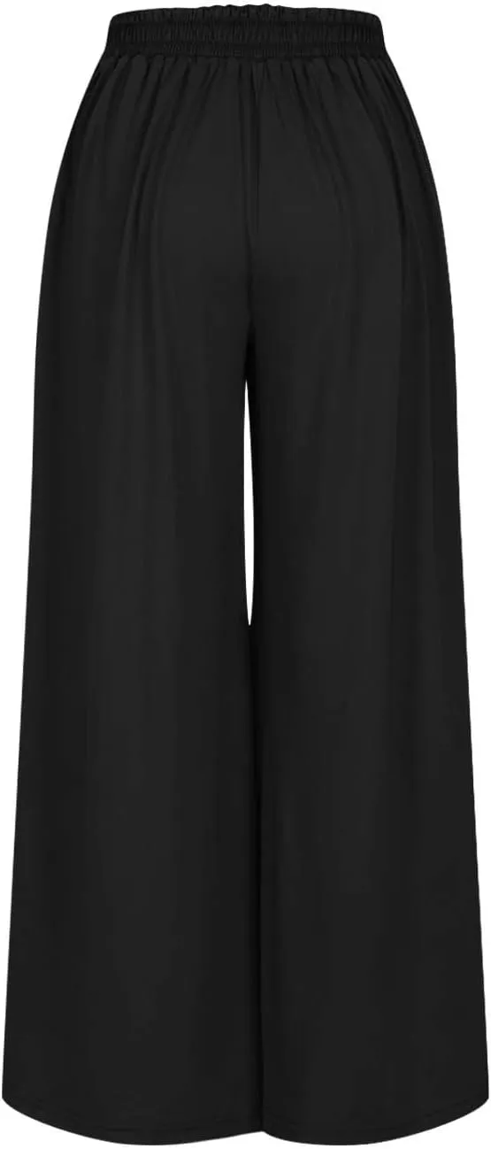 High Waisted Palazzo Pants for Women Trendy 2024 Causal Wide Leg Flowy Yoga Pant Trousers Beach Vacation Outfits