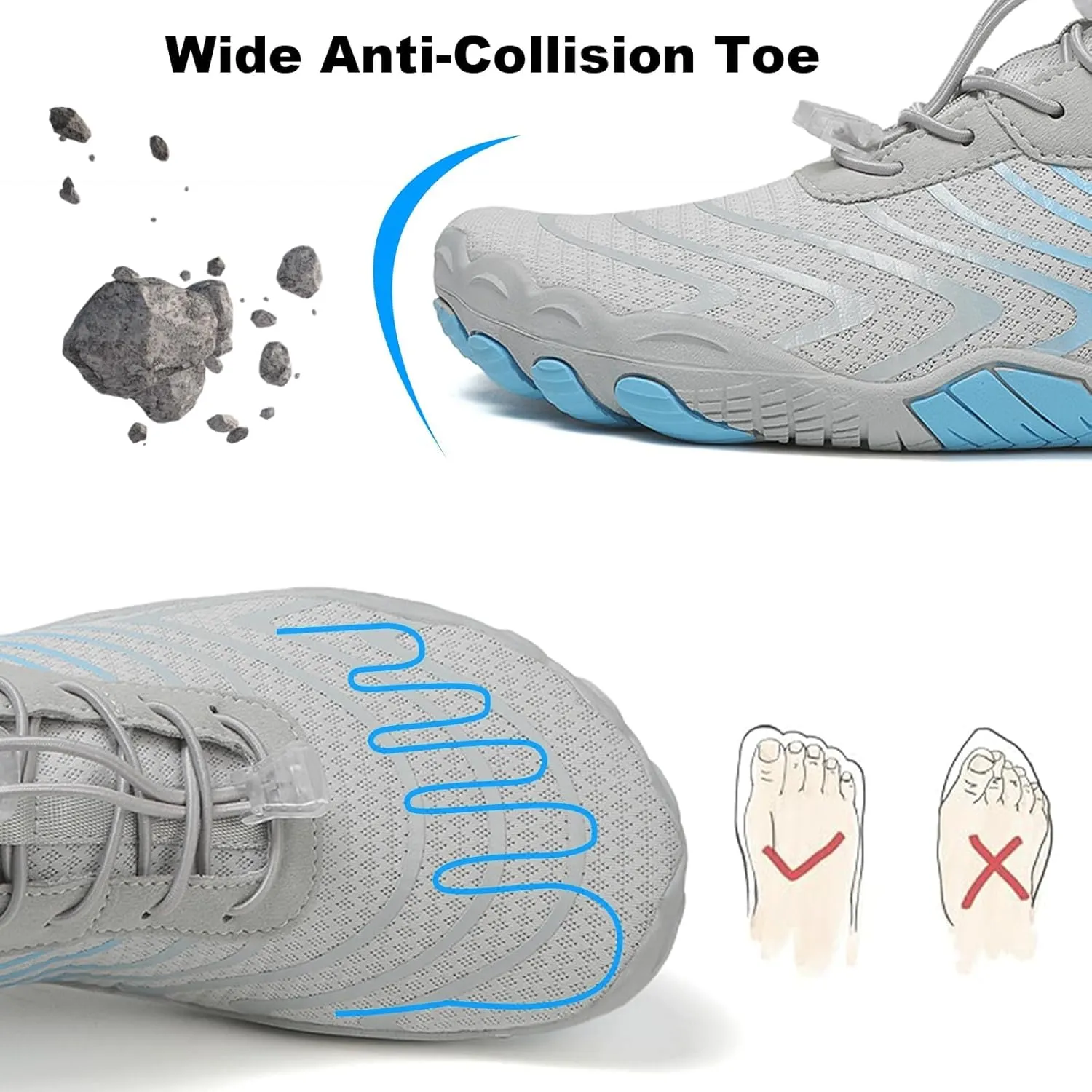 Hike Barefoot Shoes for Women Men Pro-Healthy&Non-Slip Footwear Waterproof Trail Running Wide Toe Water Shoes
