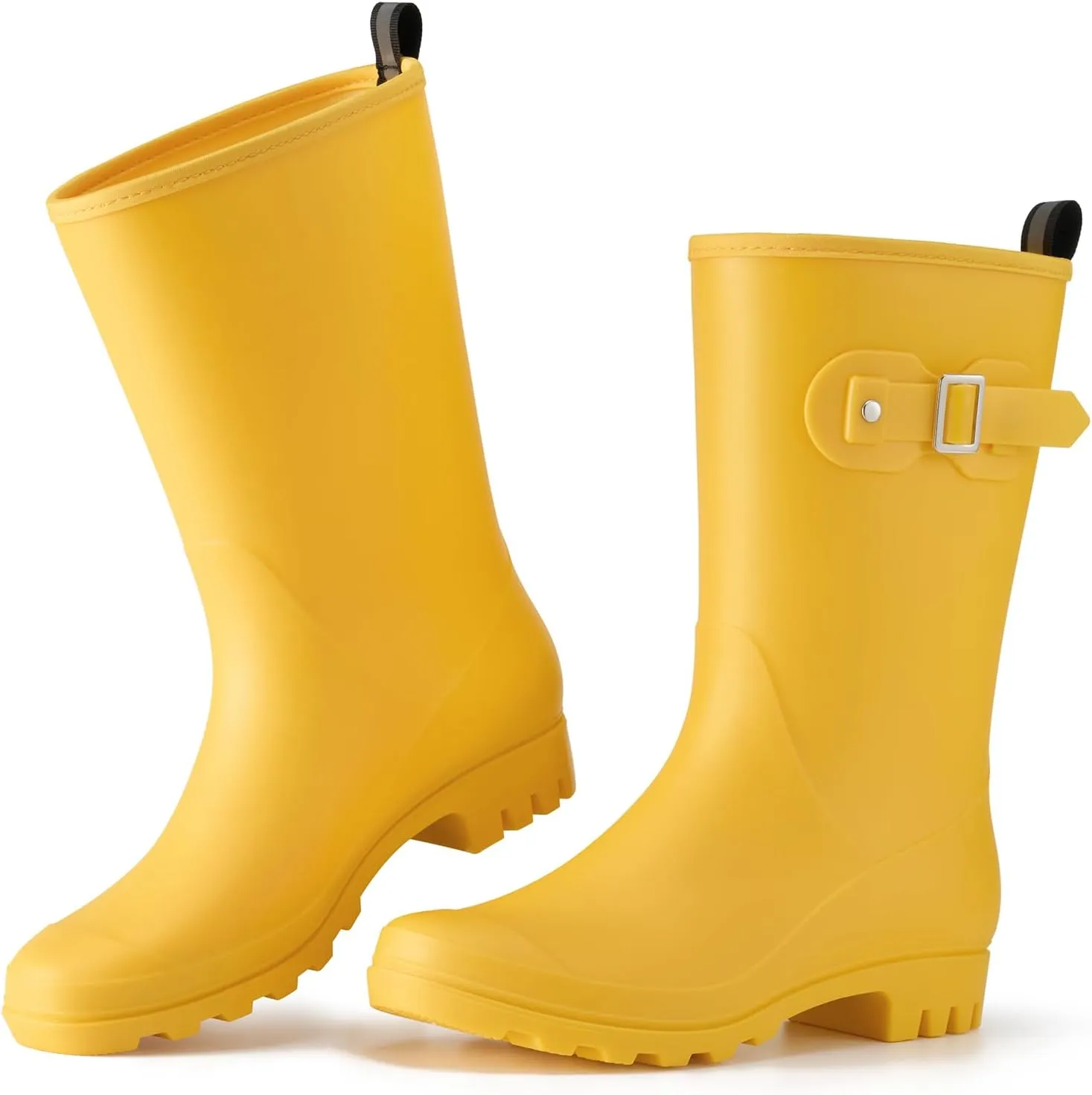 HISEA Mid-calf Rubber Rain Boots for Women Waterproof Wellington Boots for Outdoor
