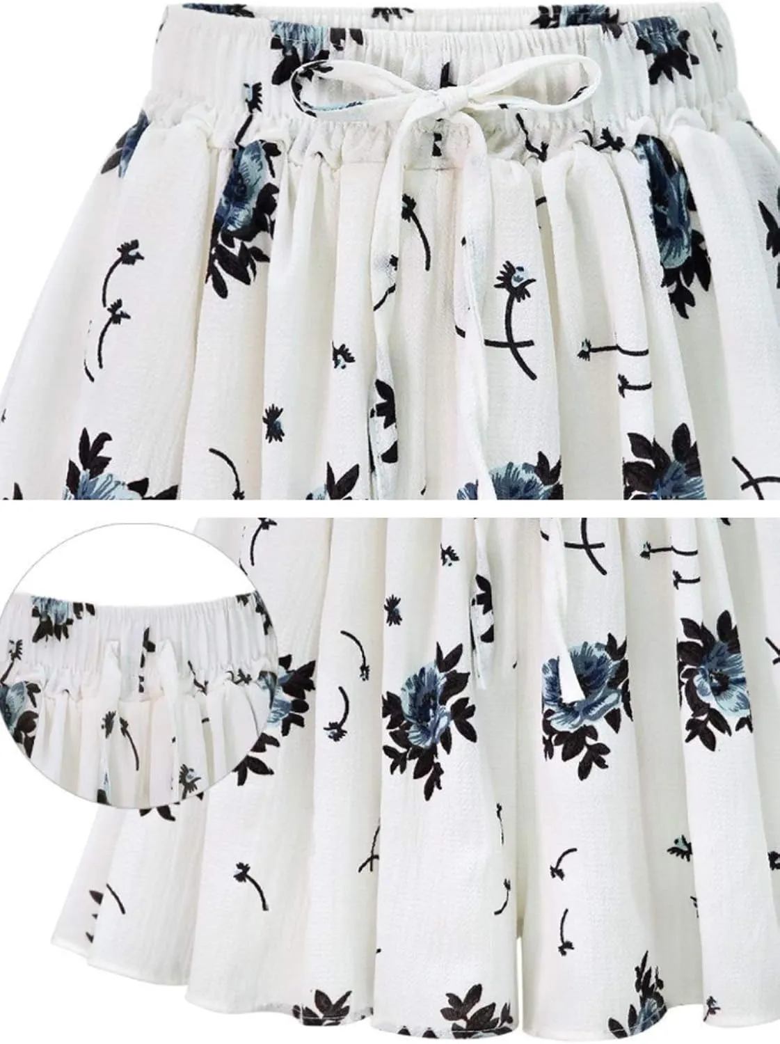 HOW'ON Women's Summer Casual Comfy Culottes Shorts Elastic Waist Wide Leg Shorts