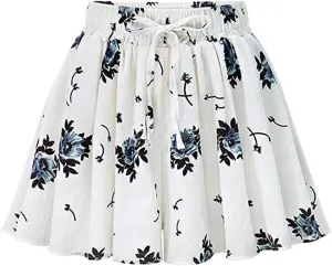HOW'ON Women's Summer Casual Comfy Culottes Shorts Elastic Waist Wide Leg Shorts
